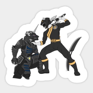 Black rangers x godzilla Sticker